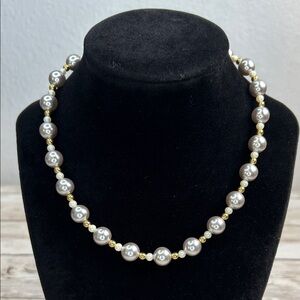 Monet Gray and Gold Faux Pearl Necklace